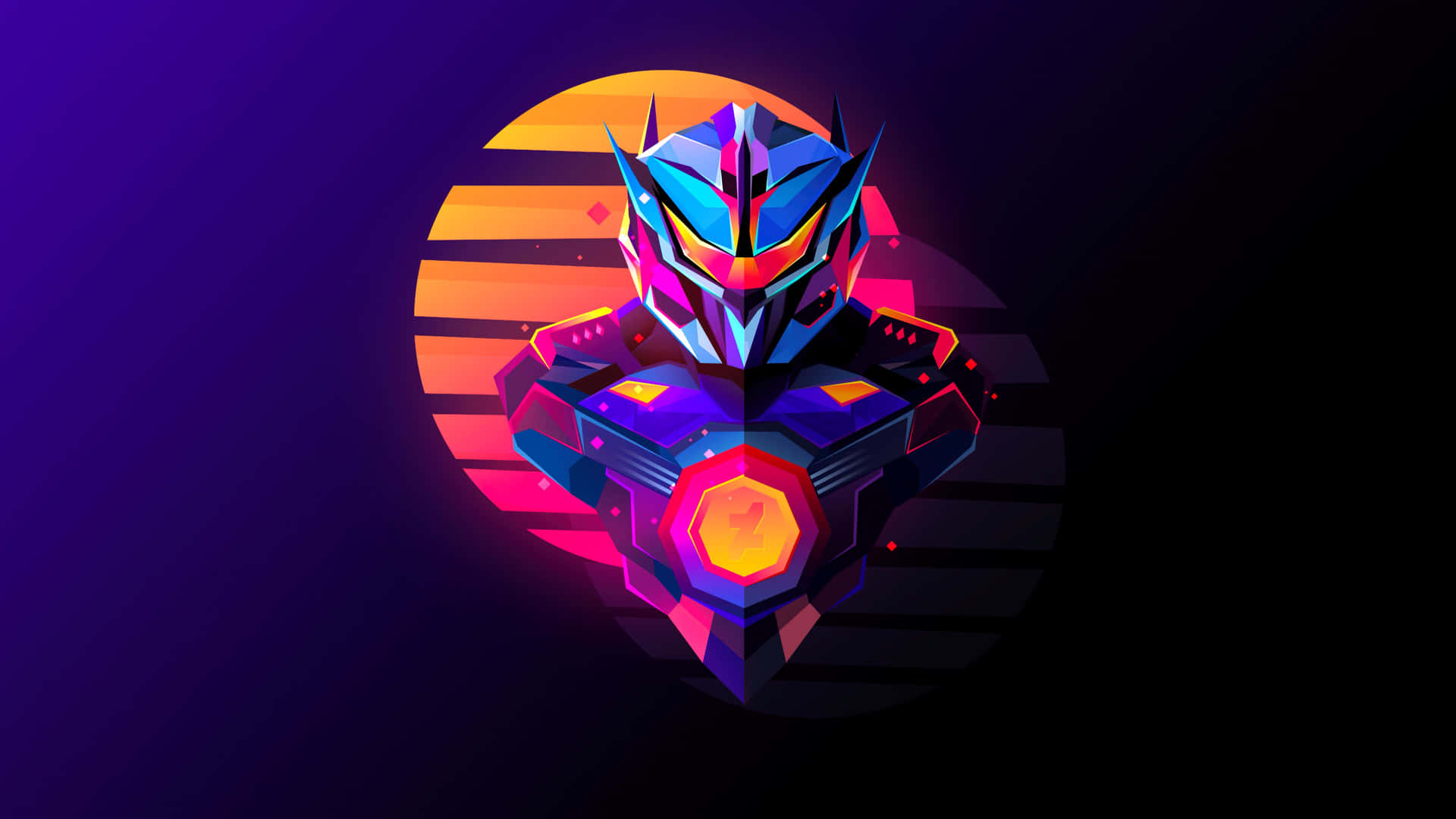 Neon Mecha Sunset Profile Background