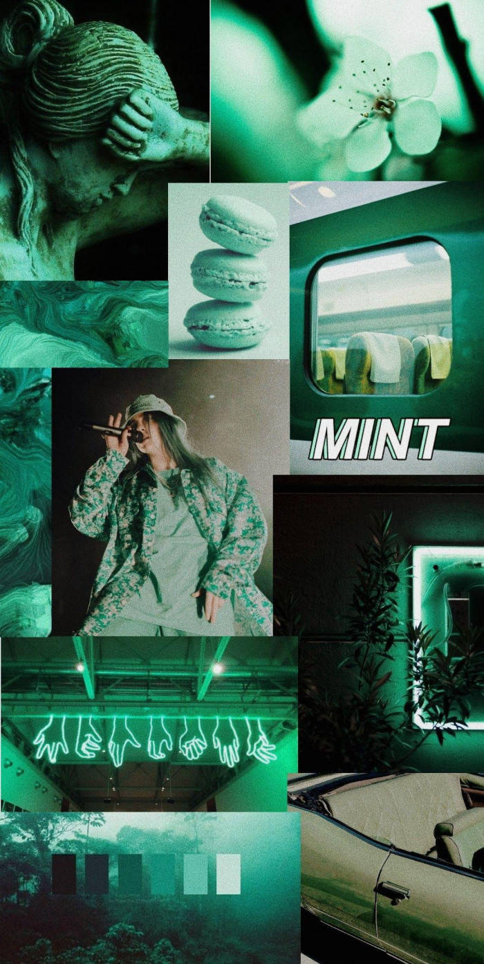 Neon Mint Pastel Green Aesthetic Background