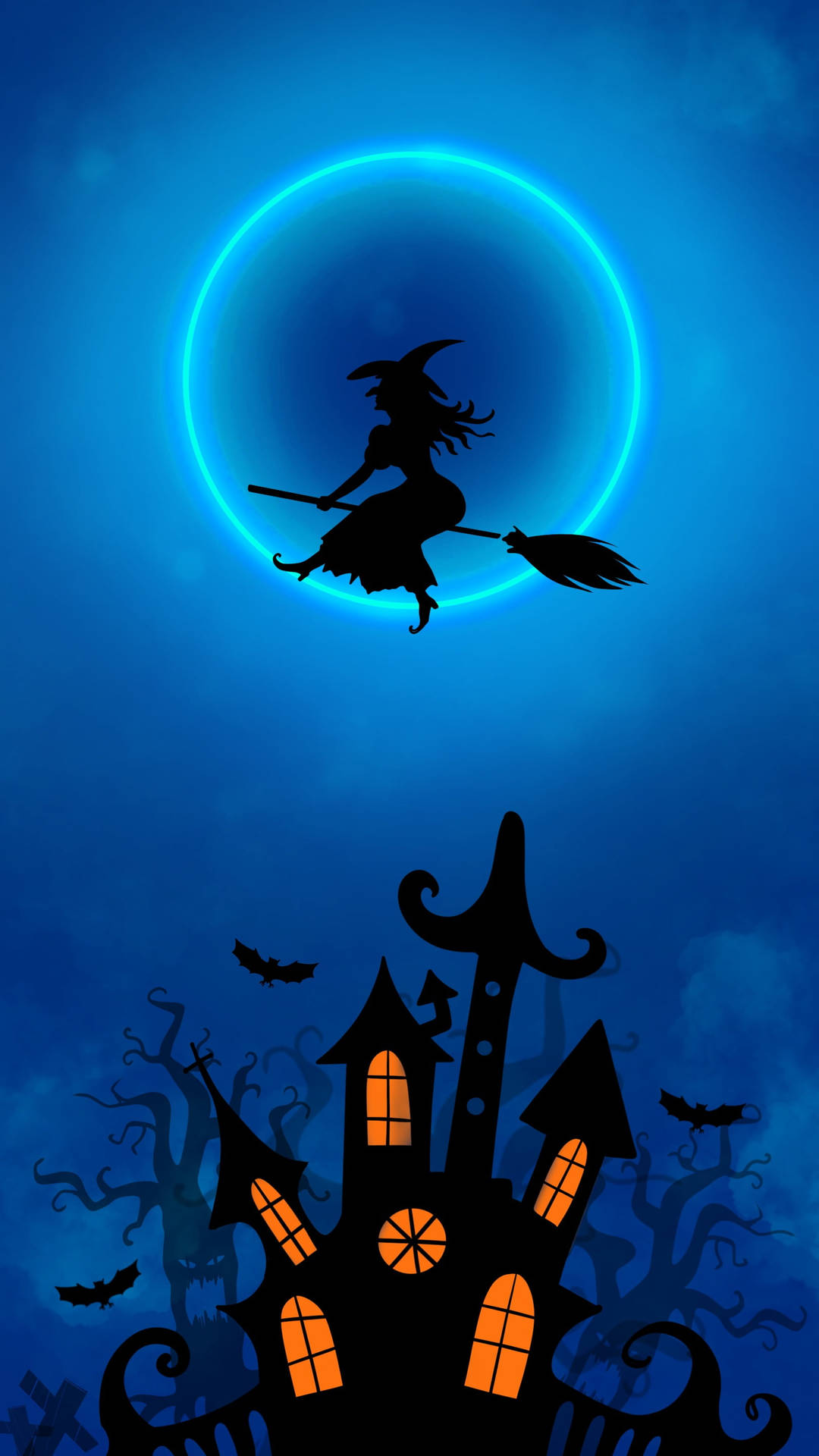 Neon Moon Halloween Background