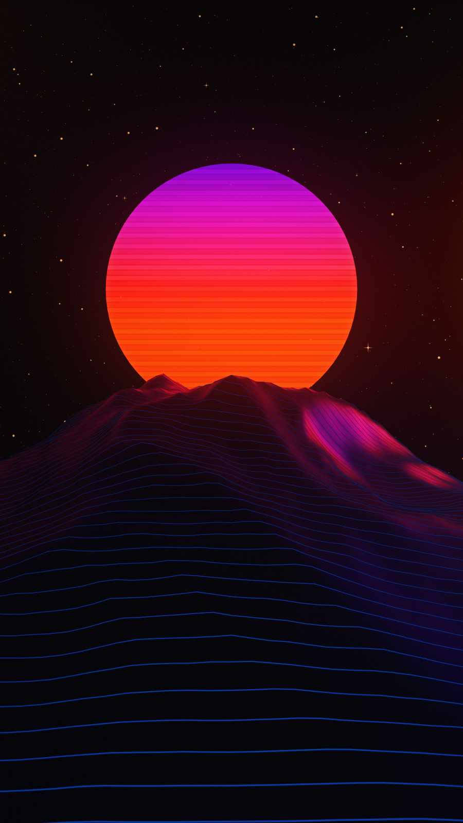 Neon Moon Synth-wave Background