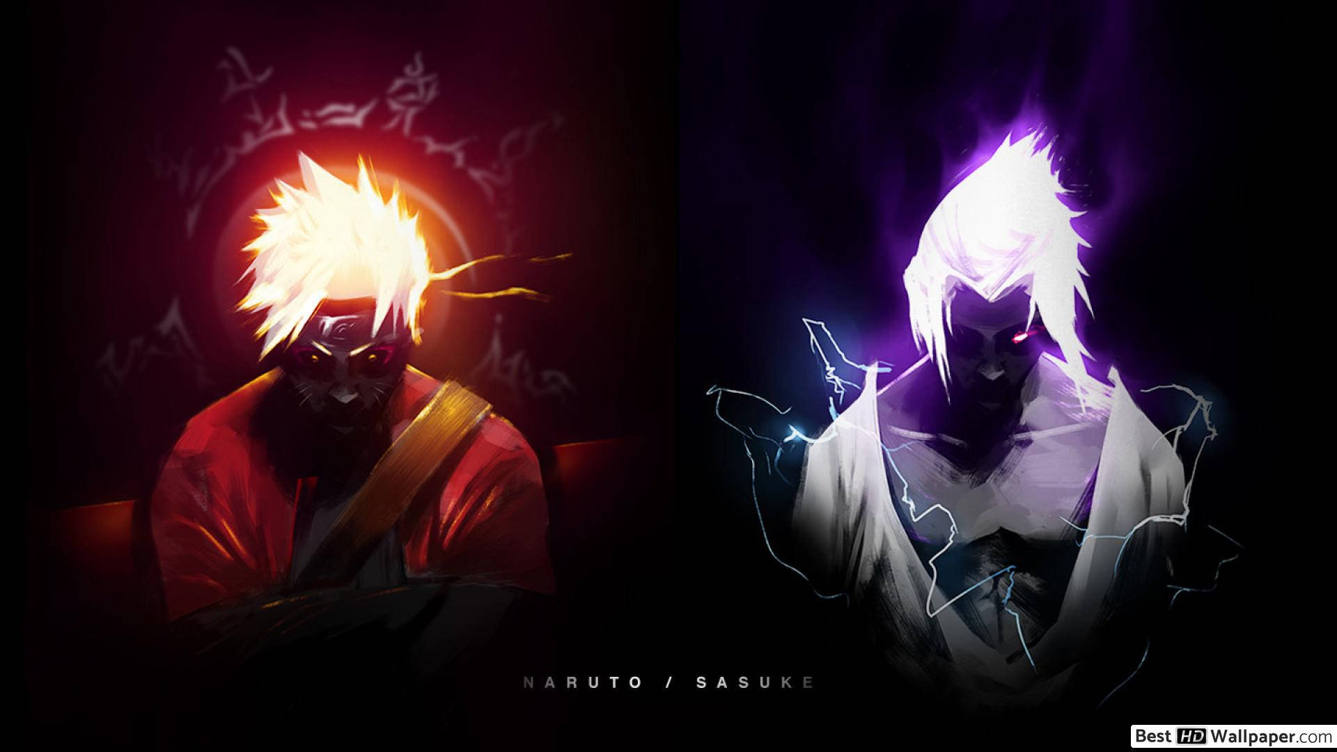 Neon Naruto And Sasuke