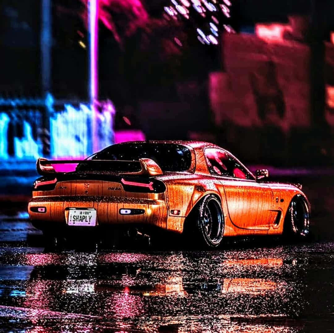 Neon Night Rx7 Drift Background
