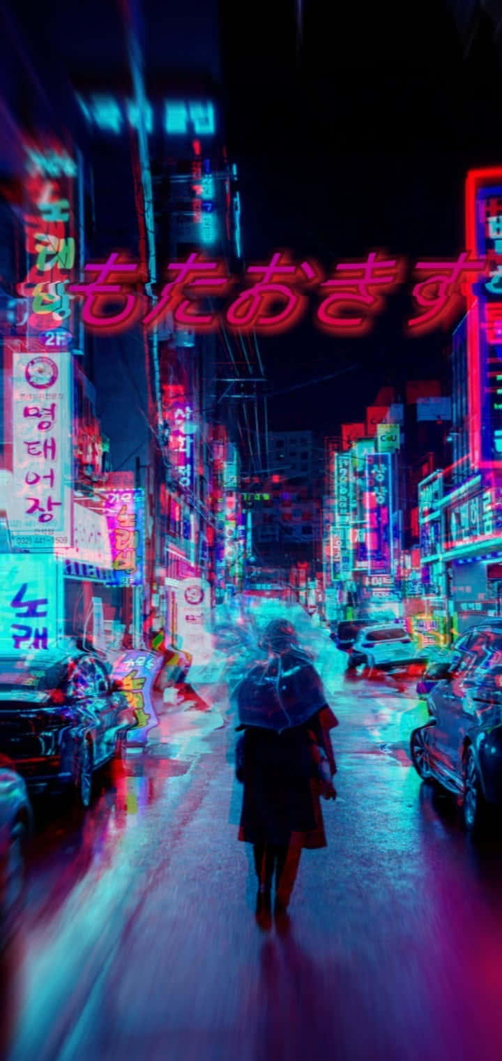 Neon Nightlife Japanese Street