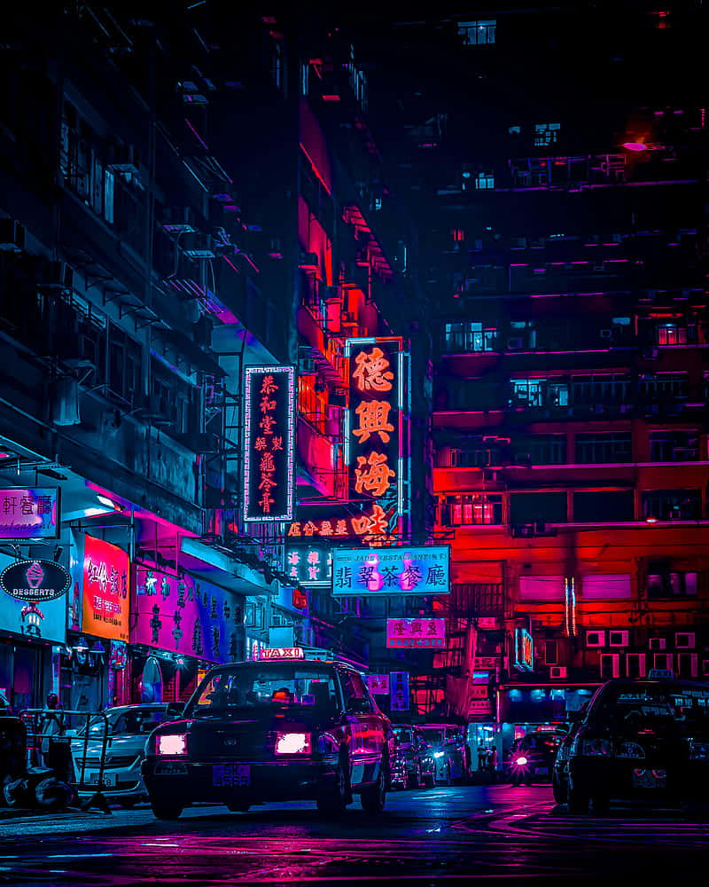Neon Nightlife Urban Street Background