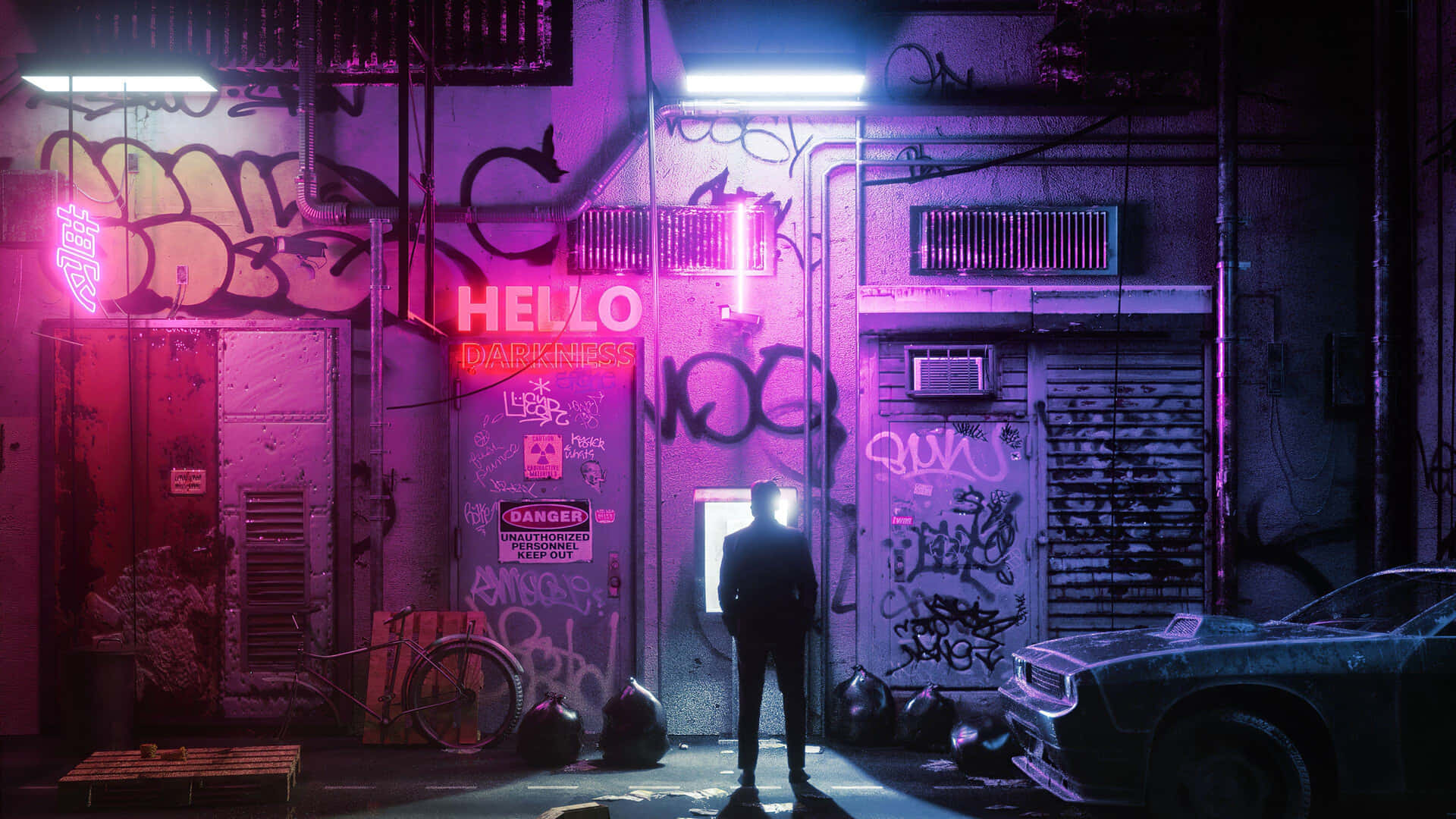 Neon Noir Alleyway Background