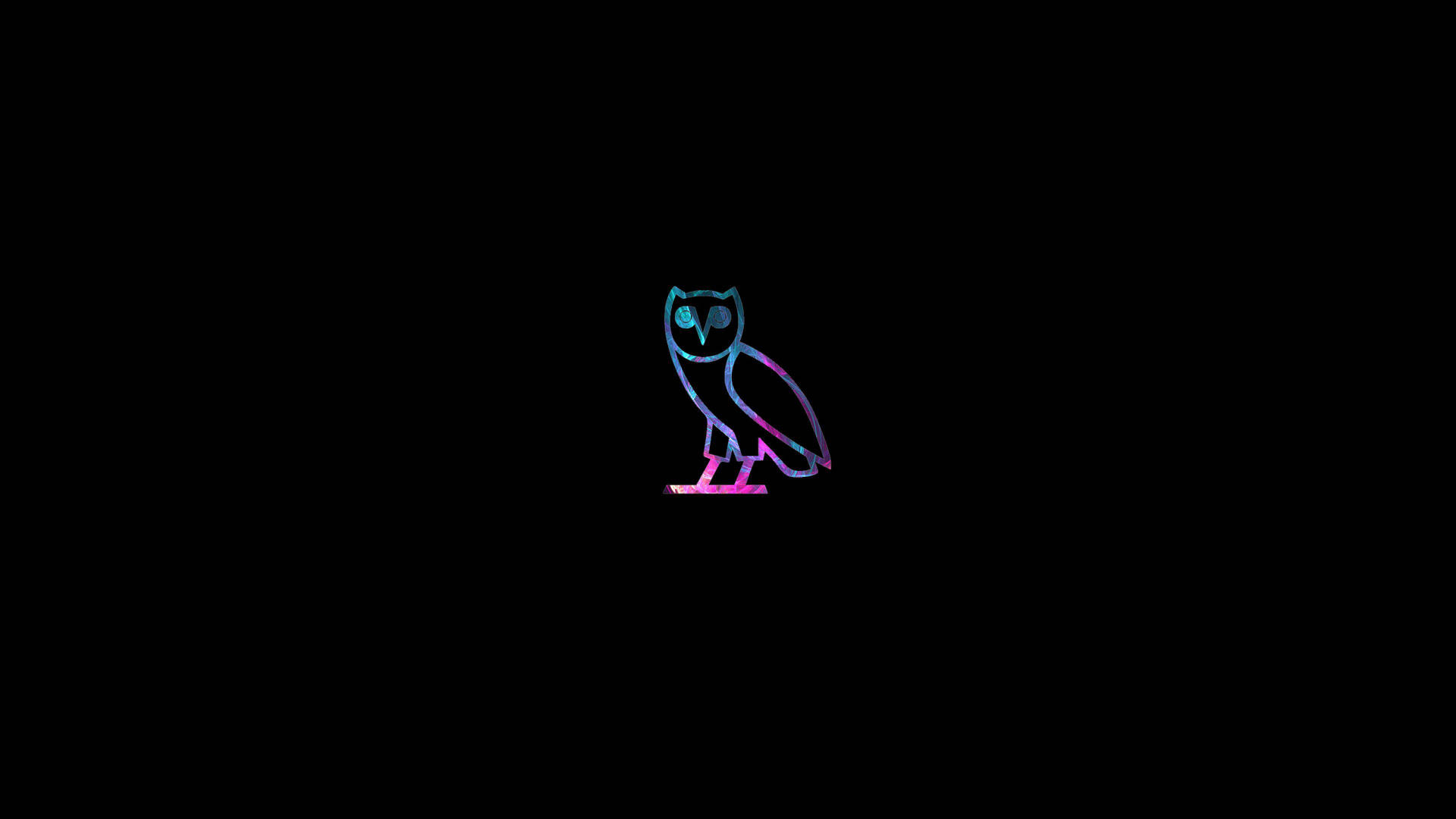 Neon O V O Owl Logo Background