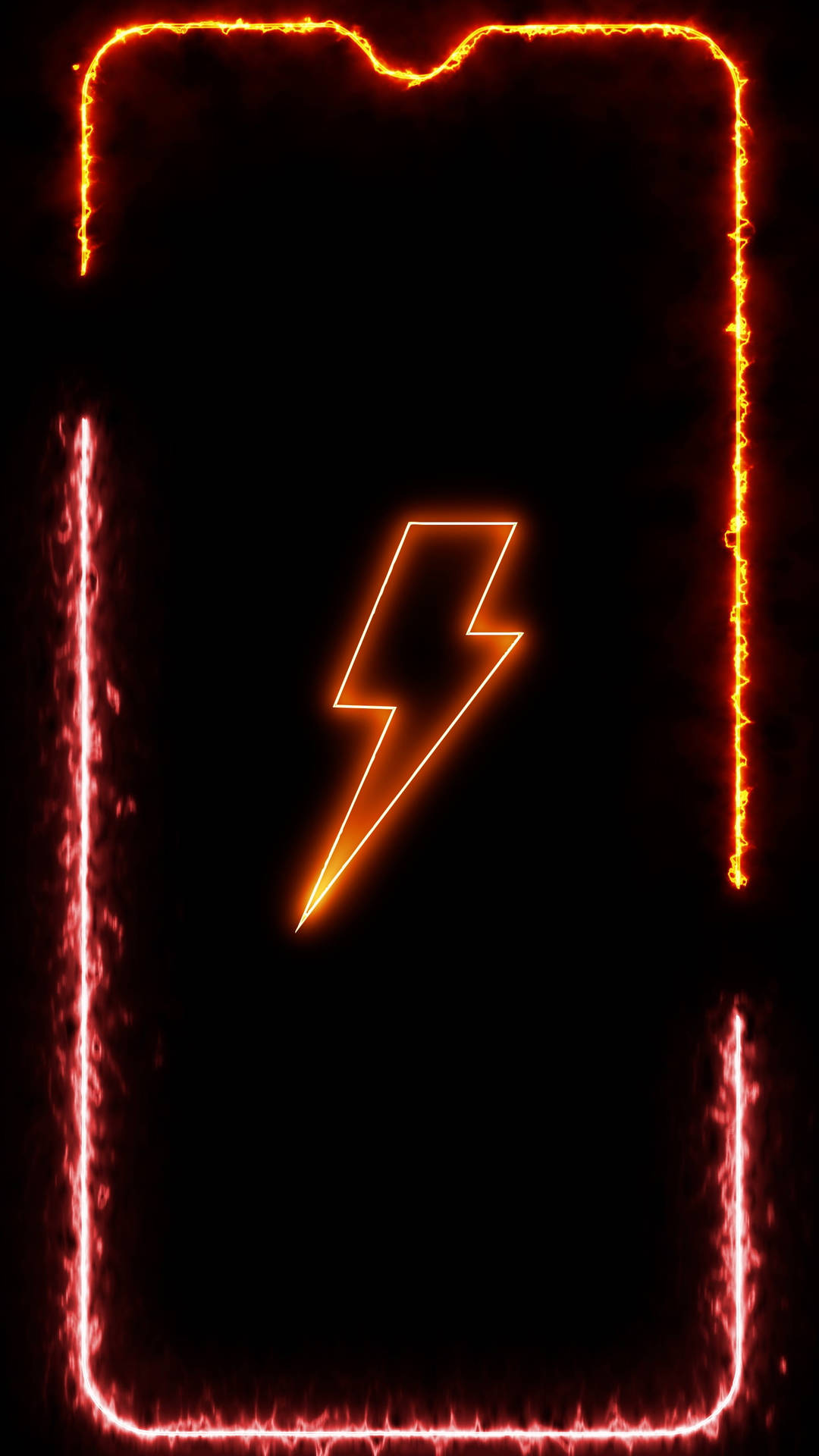 Neon Orange Aesthetic Lightning Bolt Phone Frame