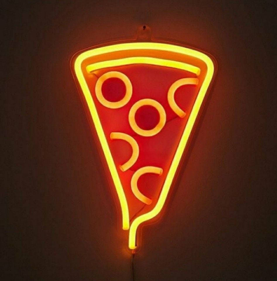 Neon Orange Aesthetic Pizza Background