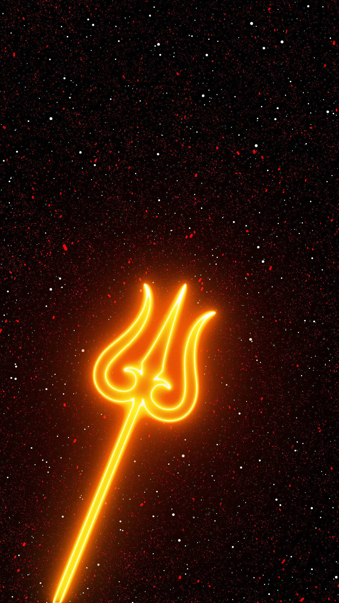 Neon Orange Aesthetic Shiva Trident Background