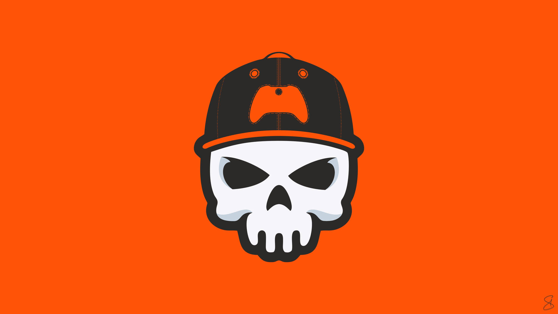 Neon Orange Skull Background