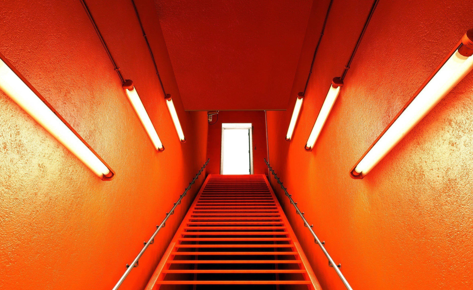 Neon Orange Stairs Background