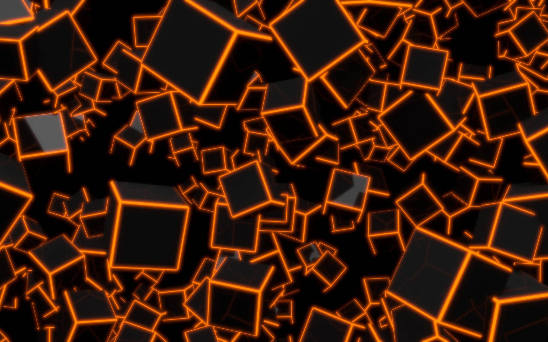 Neon Orange Tiny Cubes Background