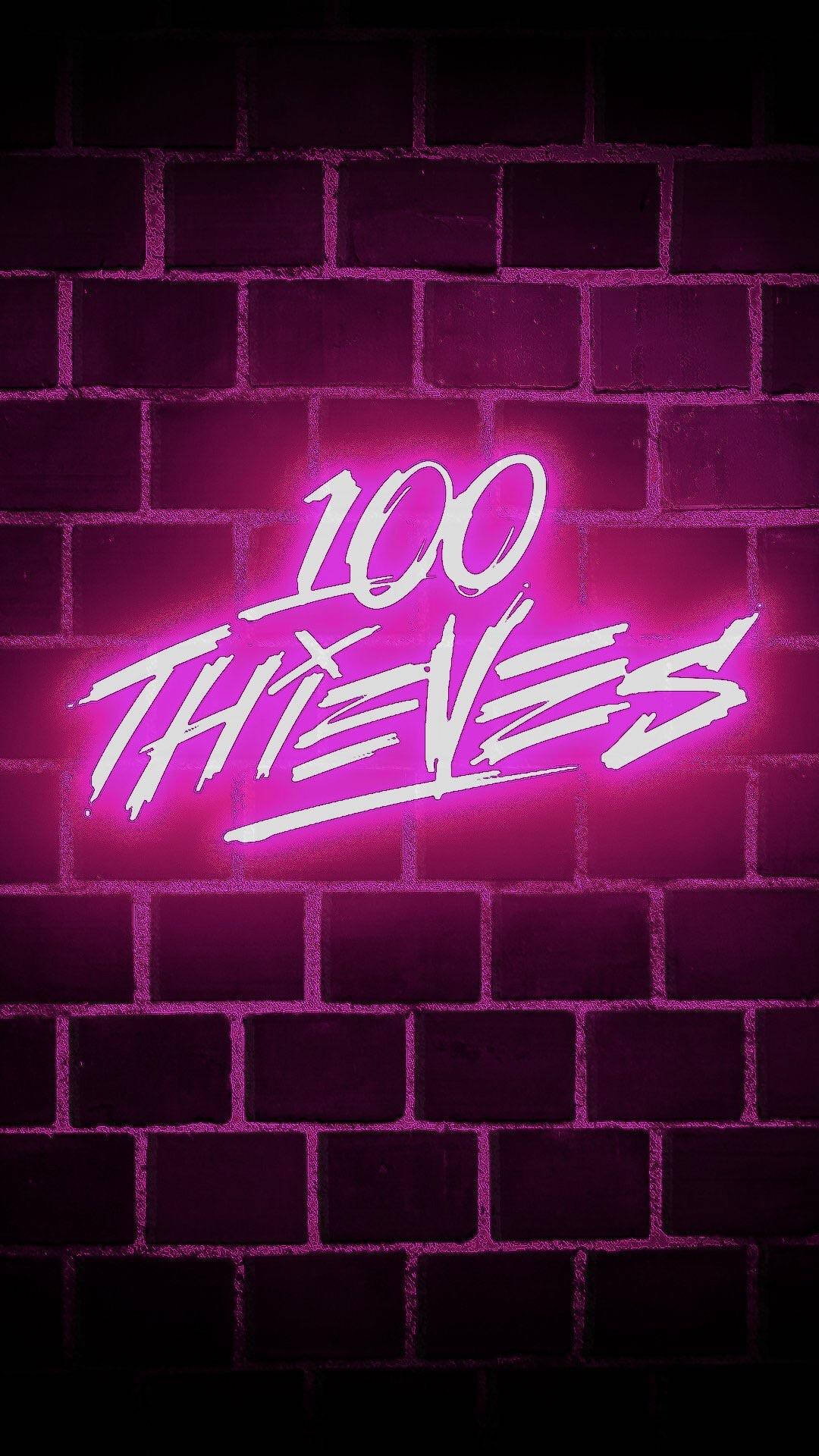 Neon Pink 100 Thieves Sign