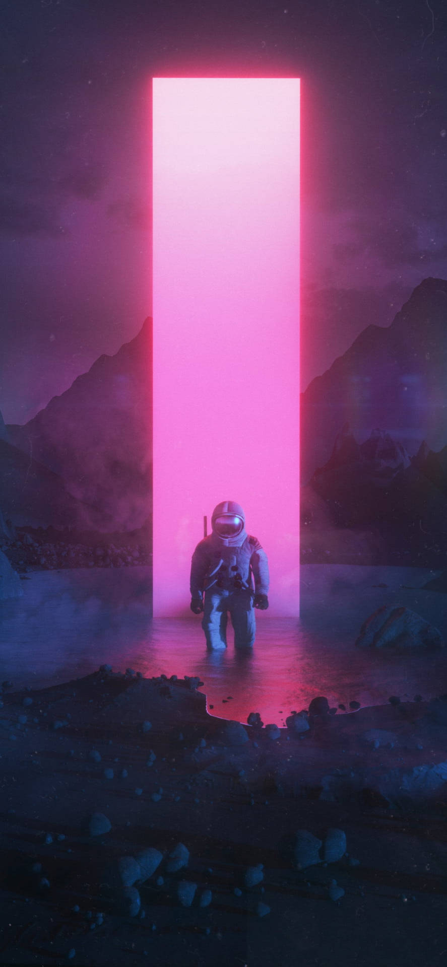 Neon Pink Aesthetic Astronaut Portal Background