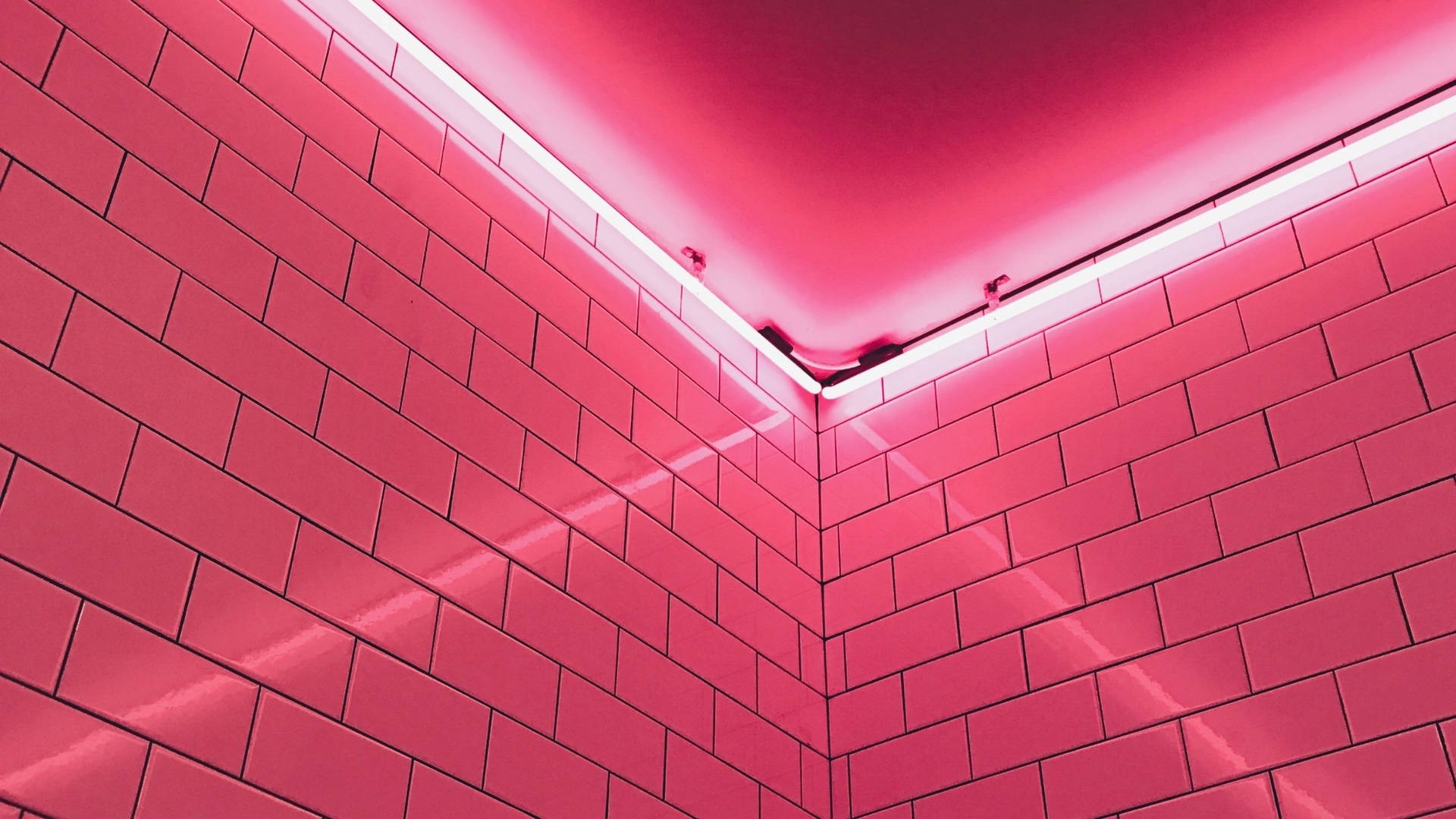 Neon Pink Aesthetic Brick Wall Background