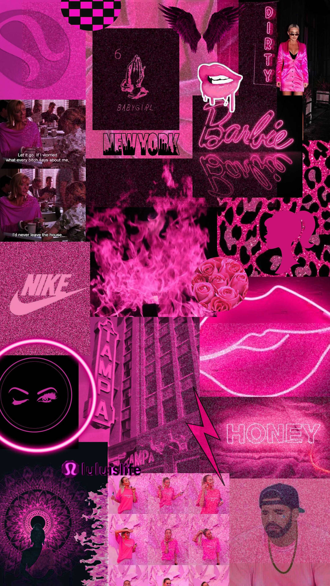 Neon Pink Aesthetic Collage Art Background