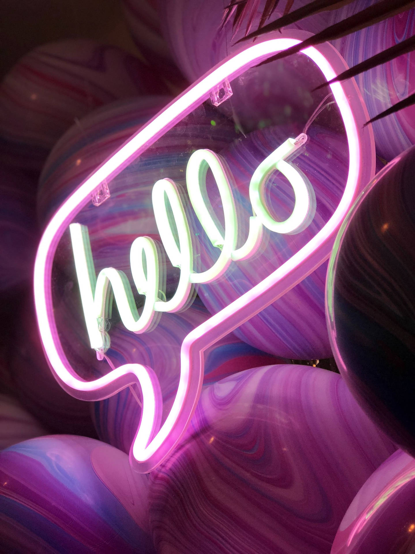 Neon Pink Aesthetic Hello Sign Background