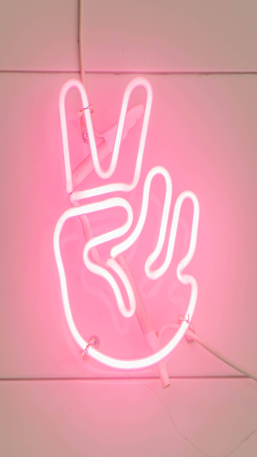 Neon Pink Aesthetic Peace Sign Background
