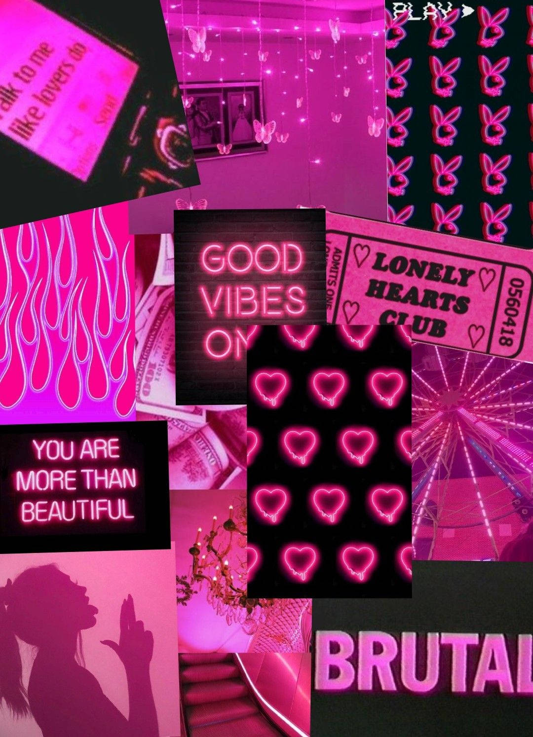 Neon Pink And Black Collage