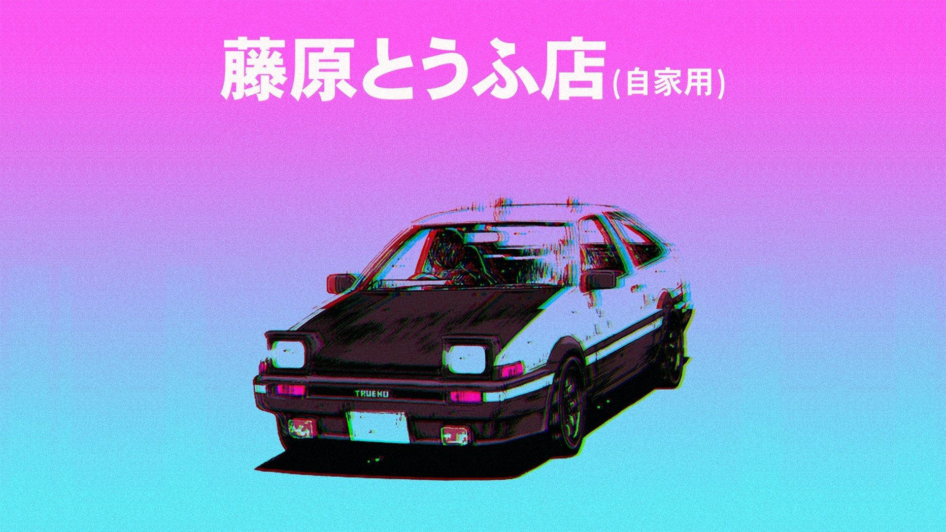 Neon Pink And Blue Initial D Background