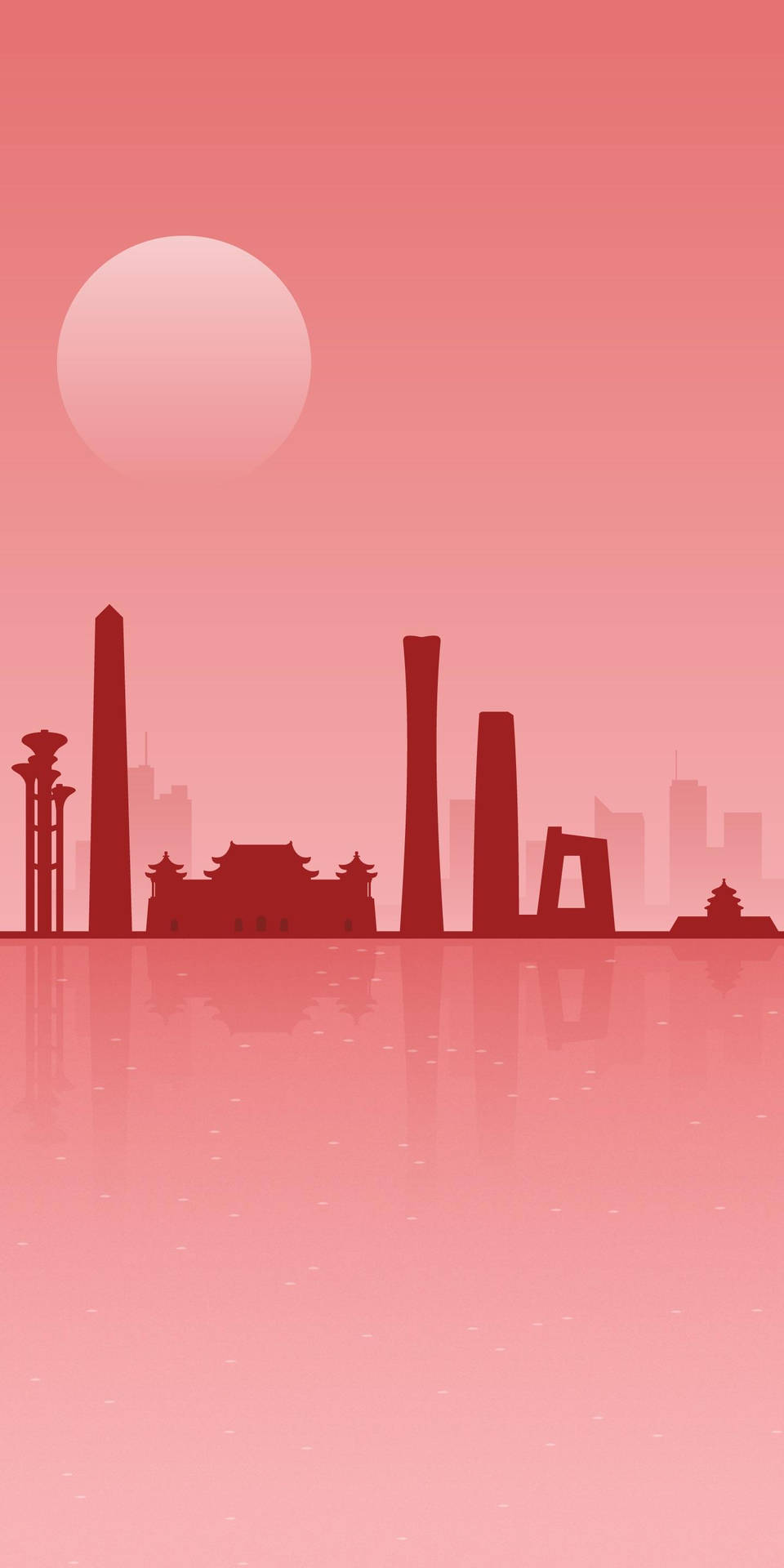 Neon Pink Beijing City Illustration