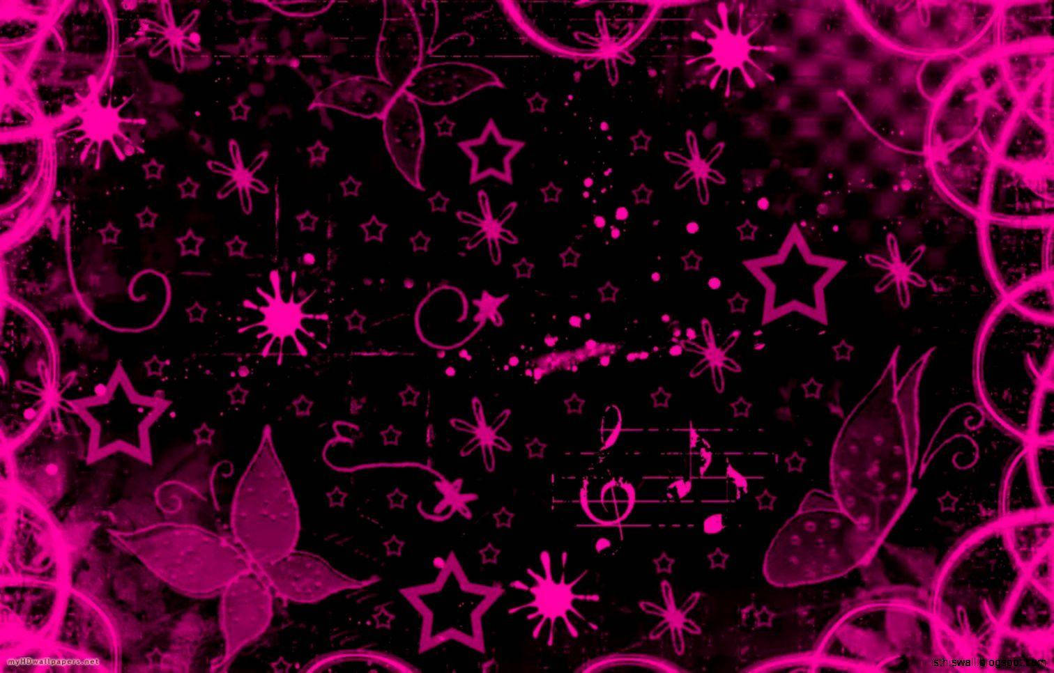 Neon Pink Graphics In Dark Background Background