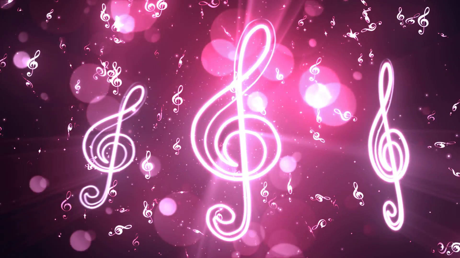 Neon Pink Music Notes Background