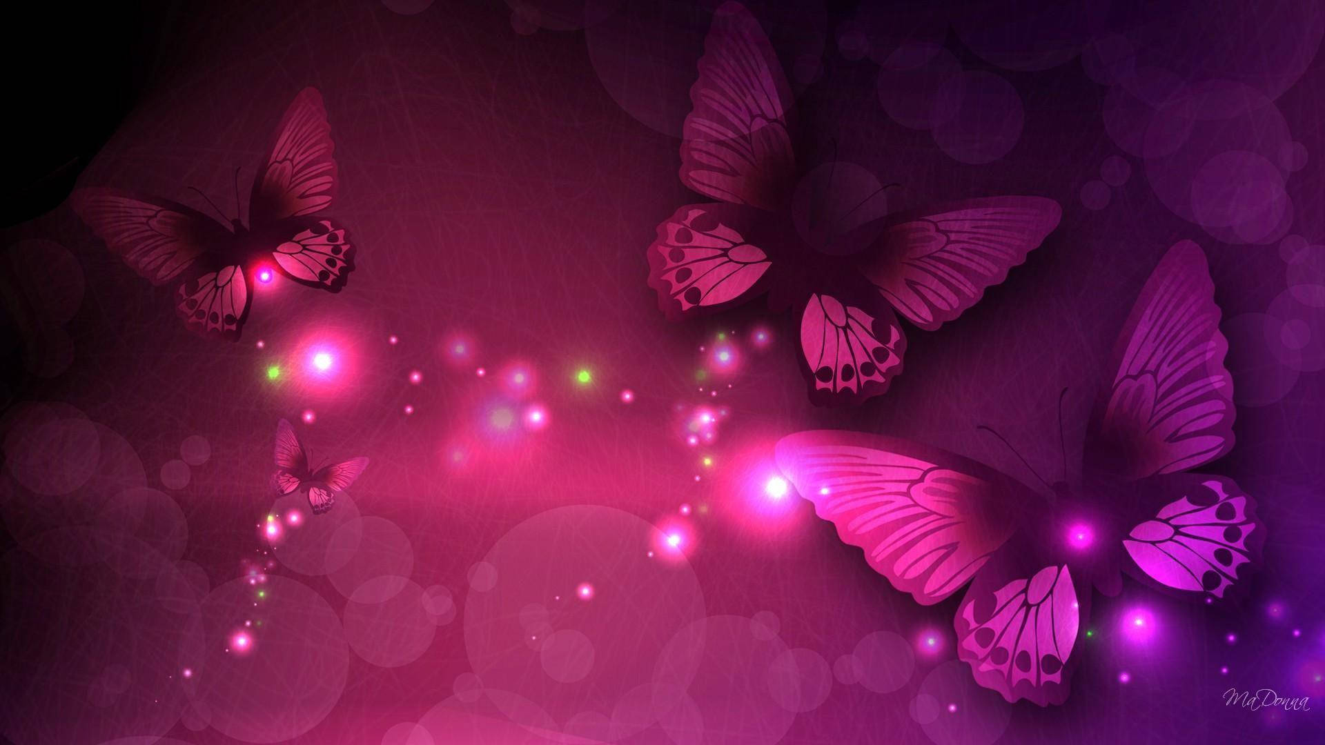 Neon Pink Night Butterfly Background
