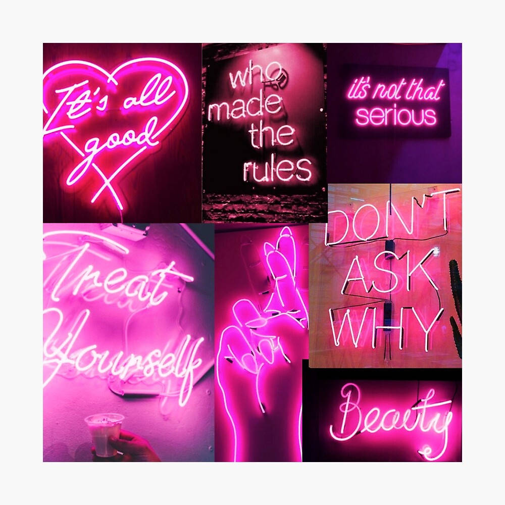 Neon Pink Sign Collage For Desktop