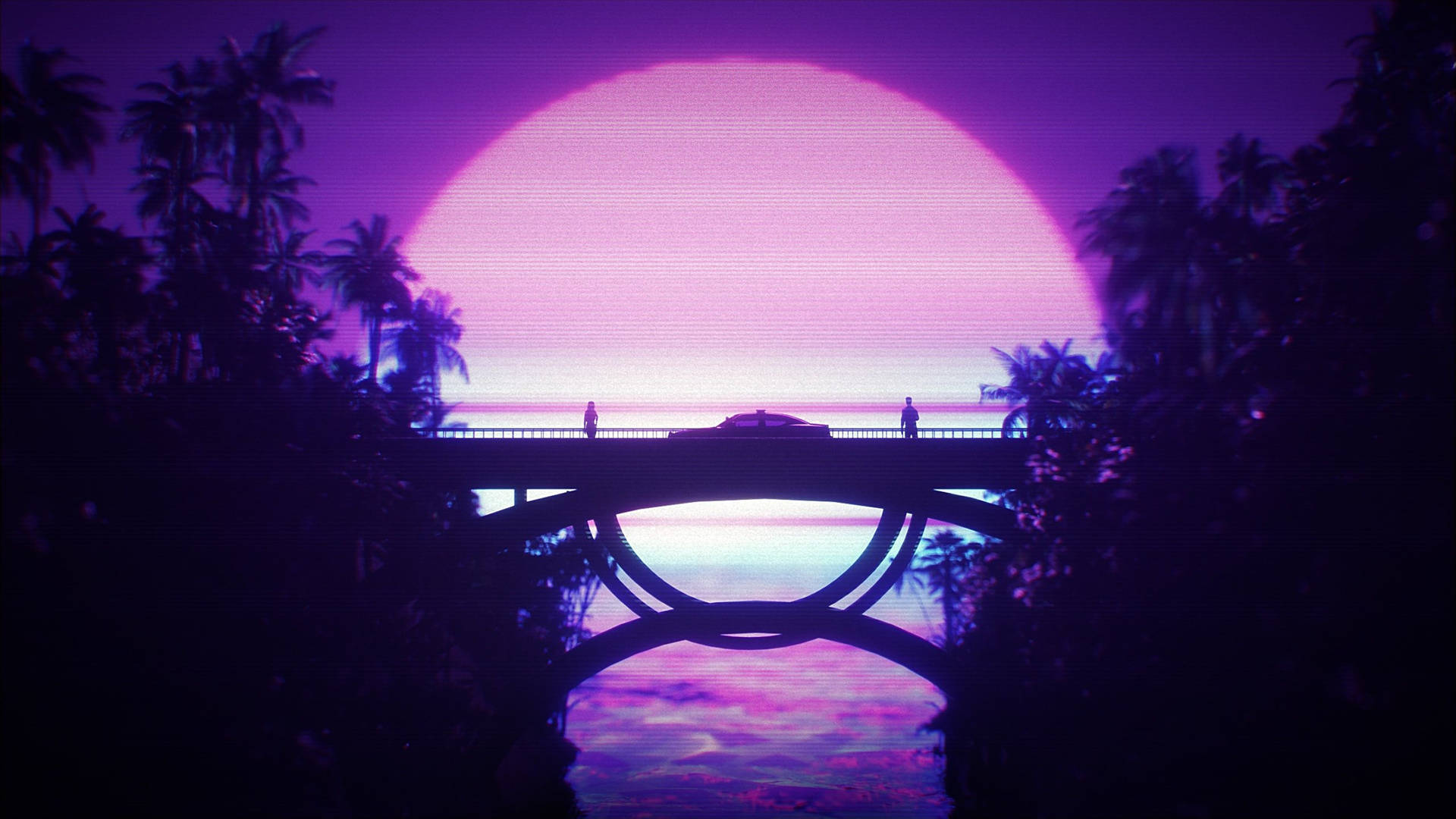 Neon Purple 4k Car Bridge