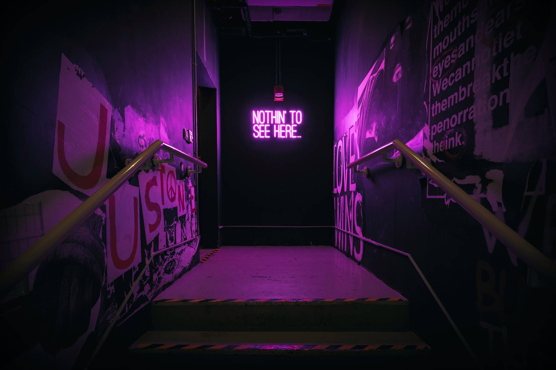 Neon Purple Aesthetic Nothing Sign Background