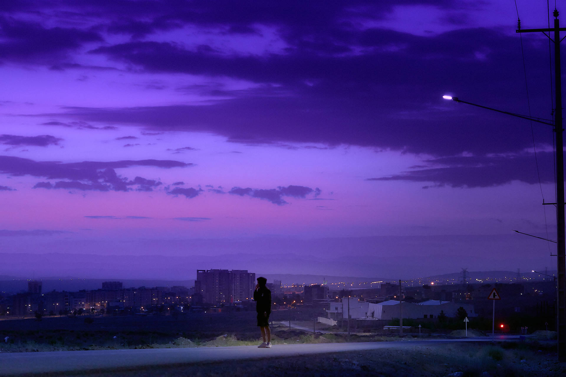 Neon Purple Aesthetic Of Night Sky Background