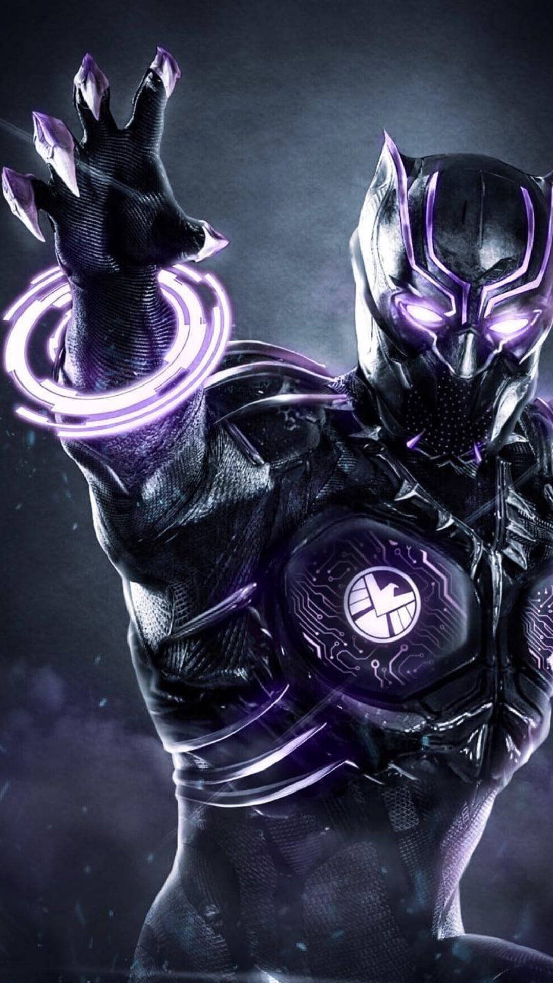 Neon Purple Black Panther Wakanda Forever Background