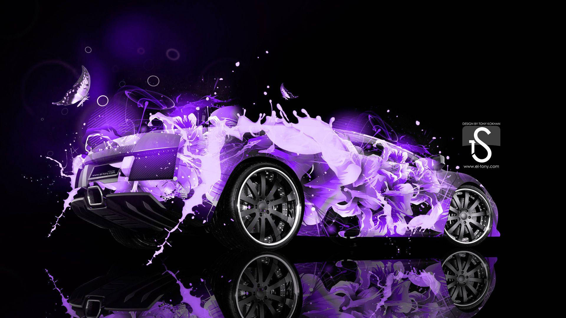 Neon Purple Car Background