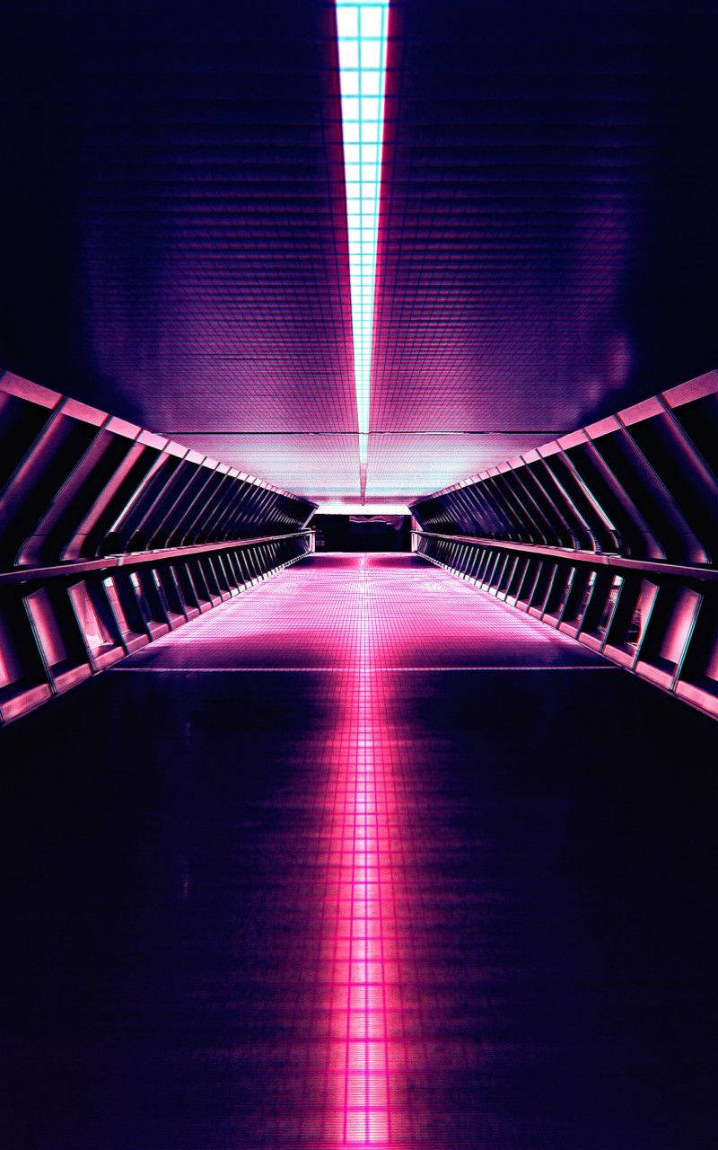 Neon Purple Corridor Aesthetic Tablet Background