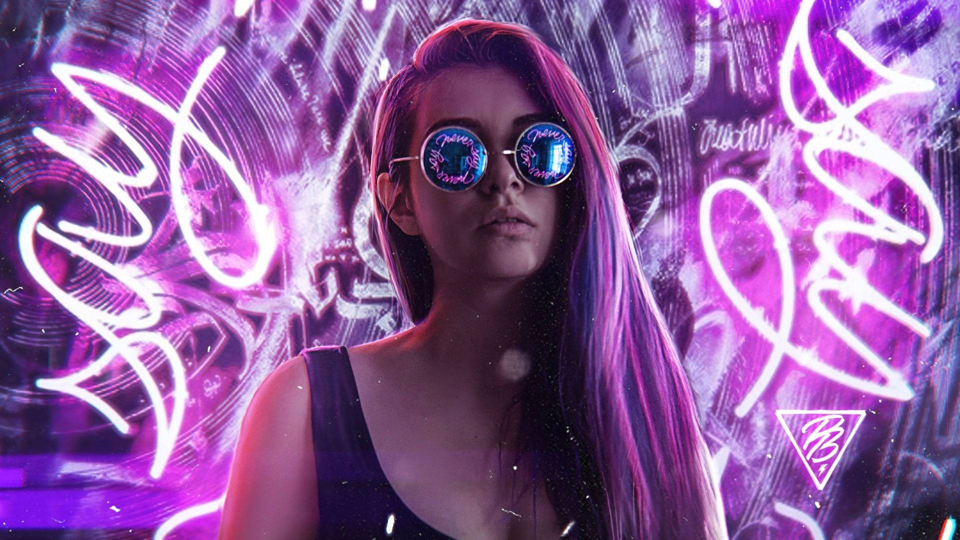 Neon Purple Cute Woman