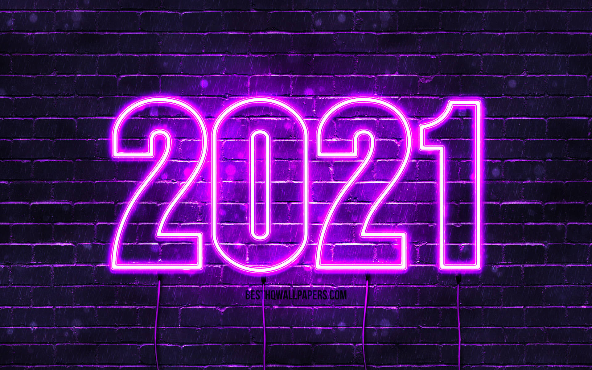 Neon Purple Happy New Year 2021 Greeting