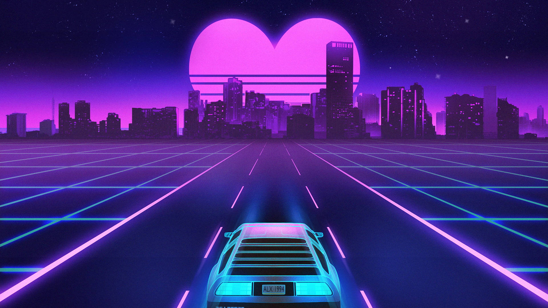 Neon Purple Heart Background