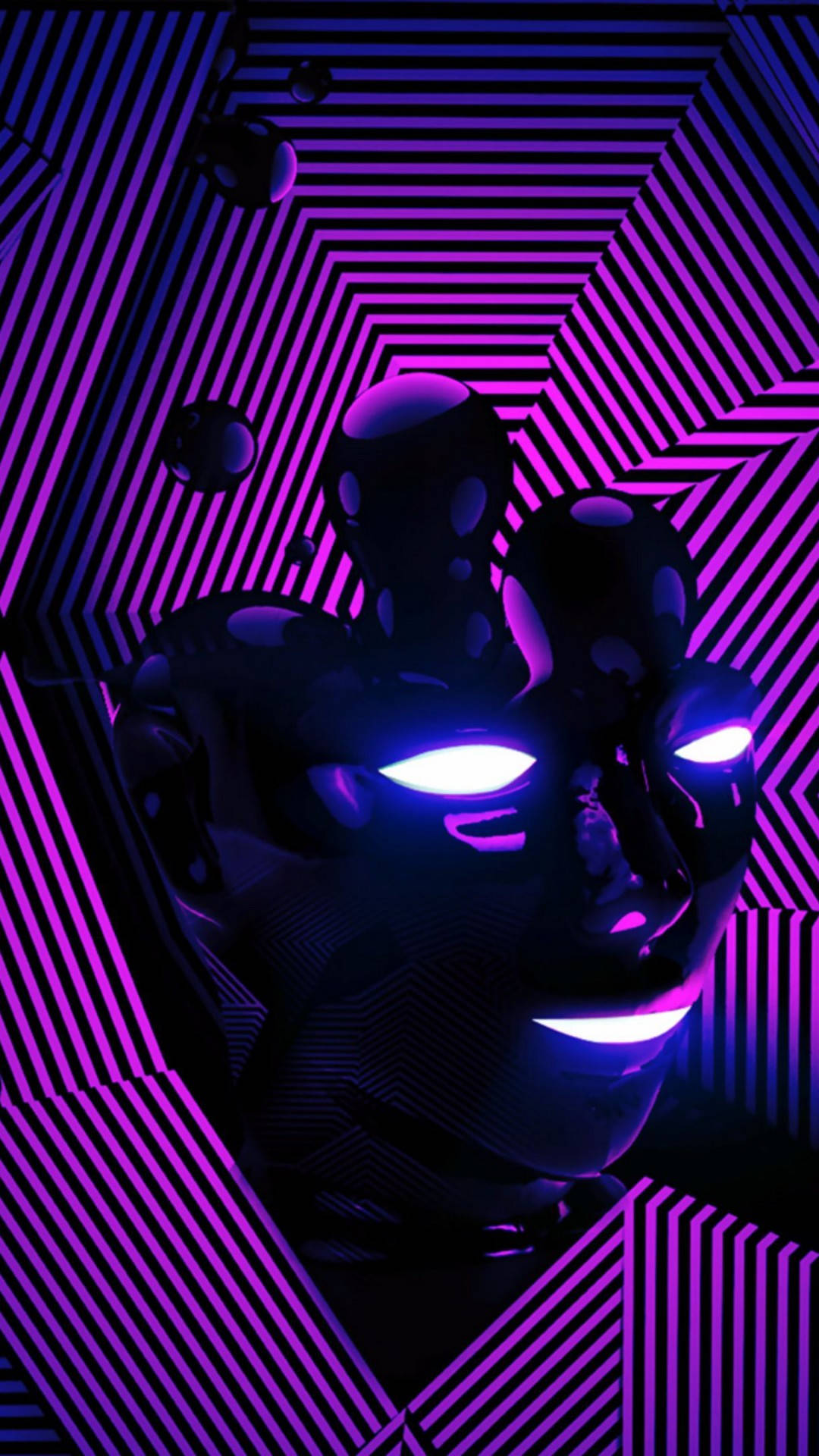 Neon Purple Iphone 3d Face Background