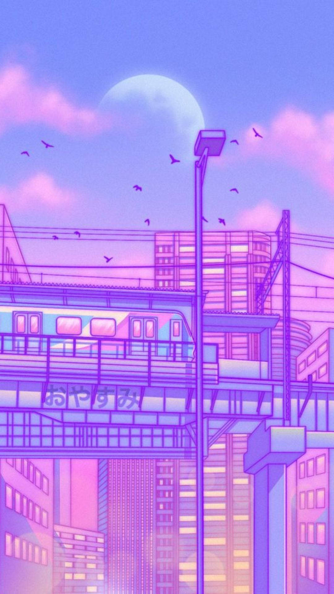 Neon Purple Iphone Anime Train