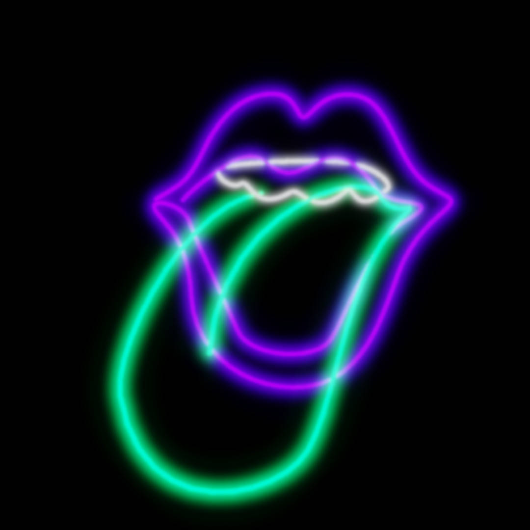 Neon Purple Lips And Green Tongue Background