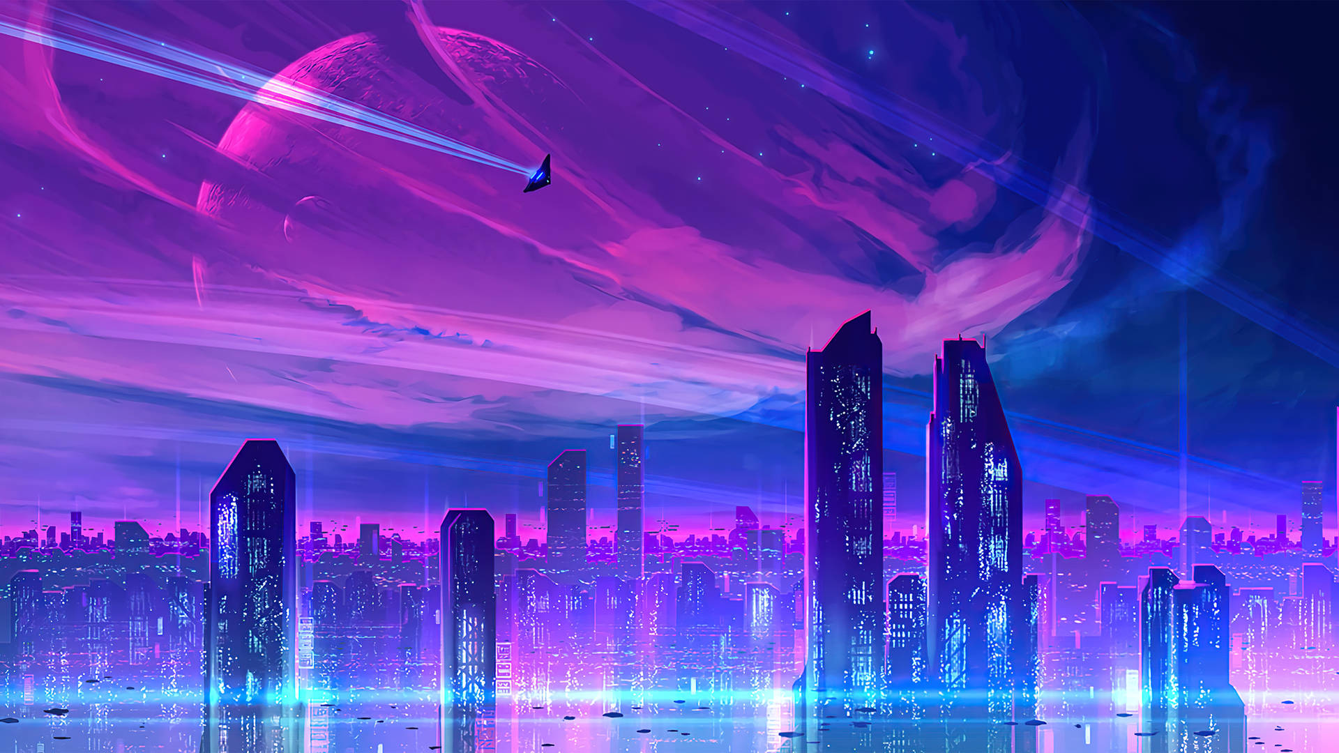Neon Purple Modern City Background