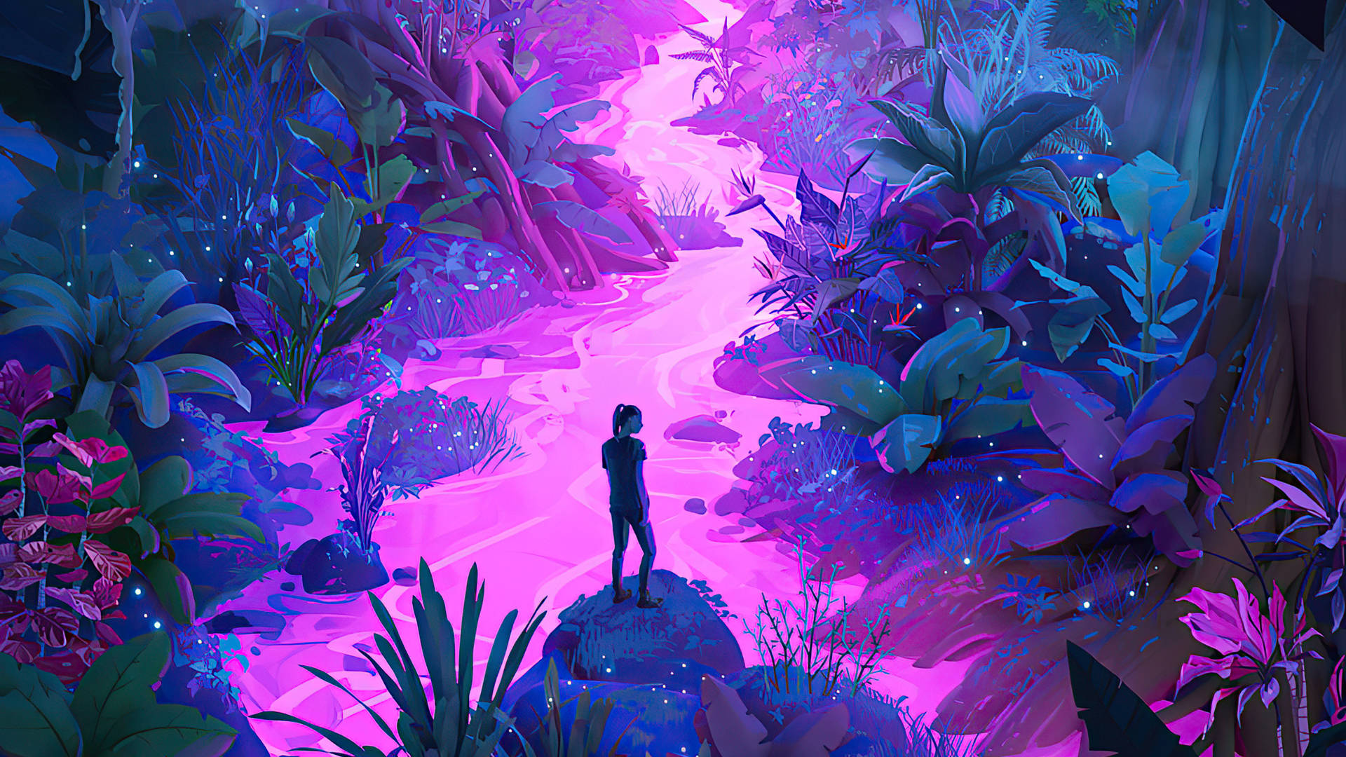 Neon Purple River Background