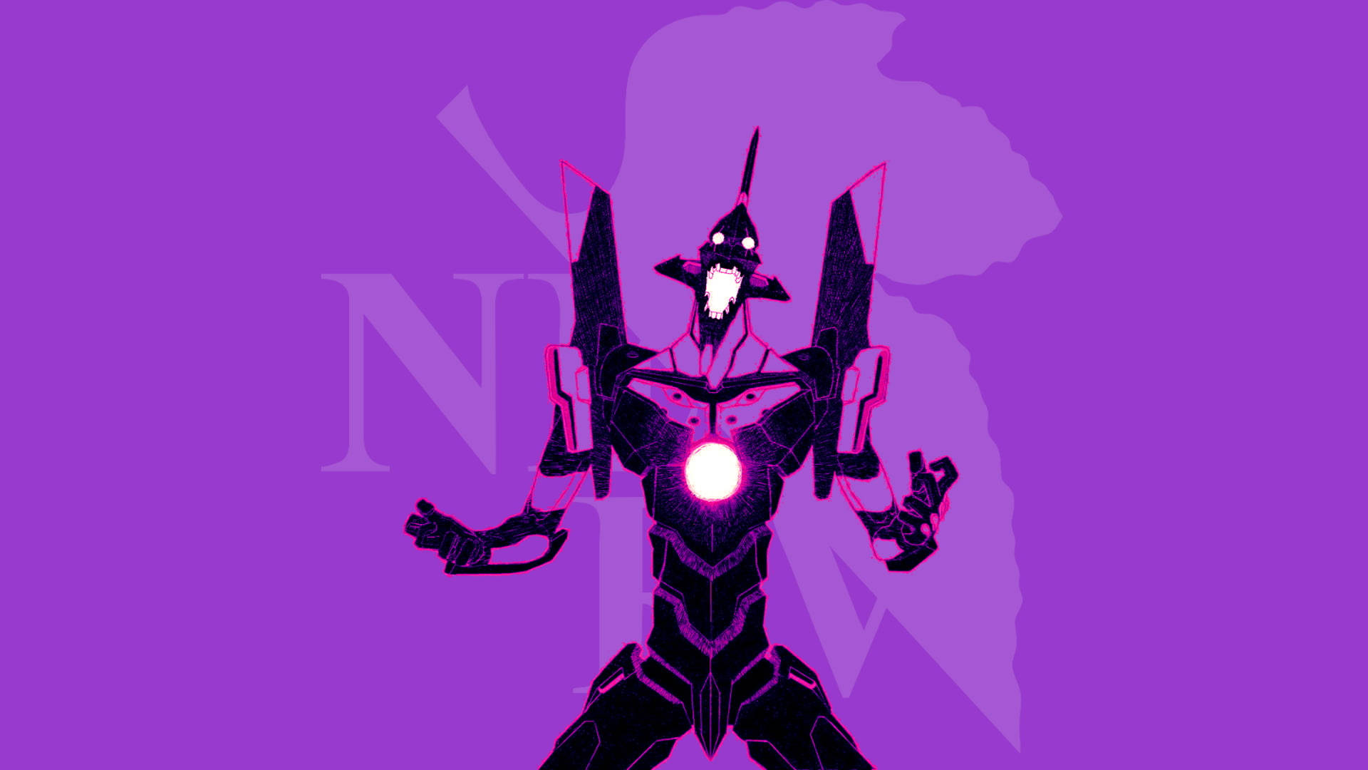 Neon Purple Robot Background