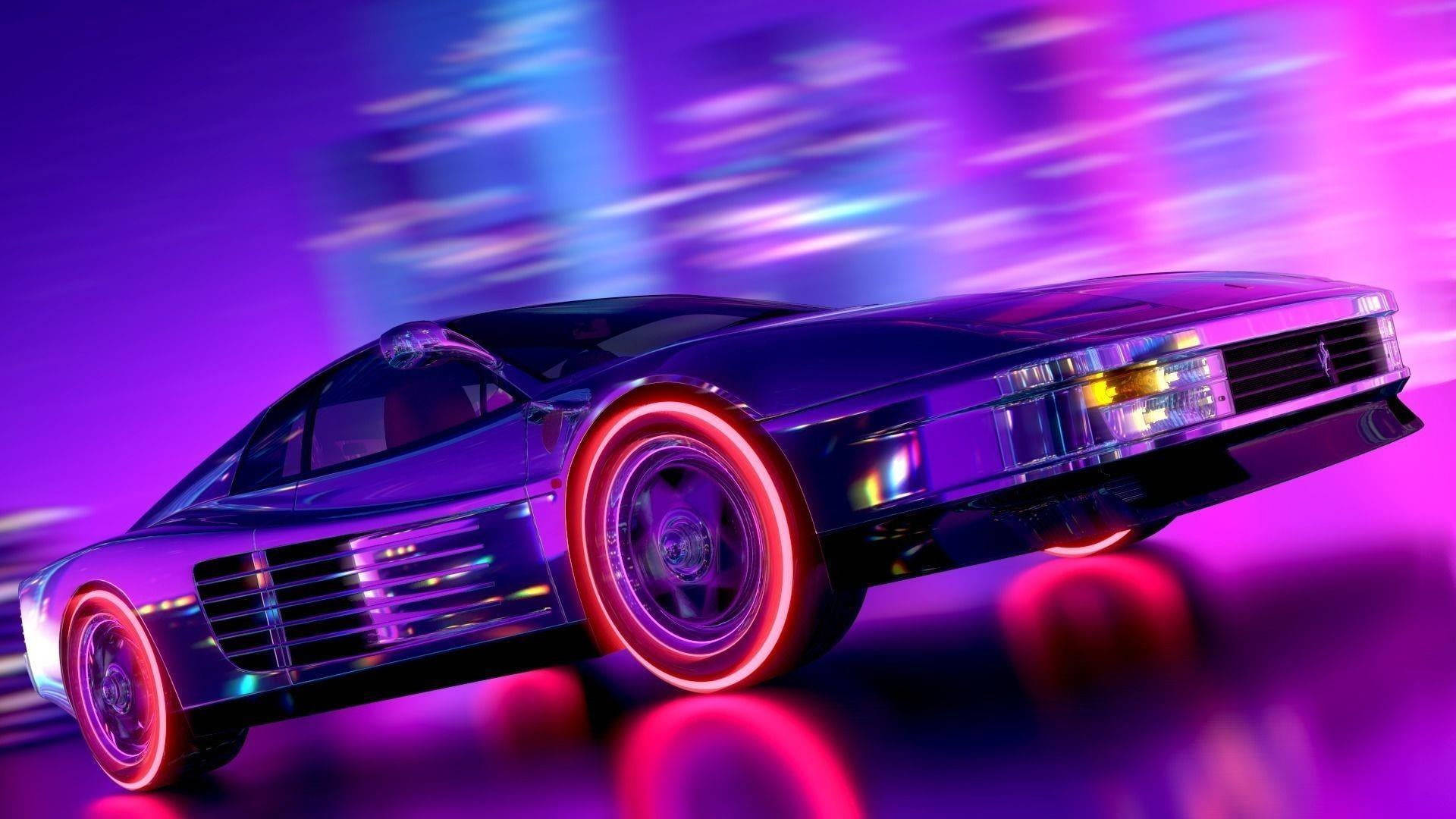 Neon Purple Sports Car