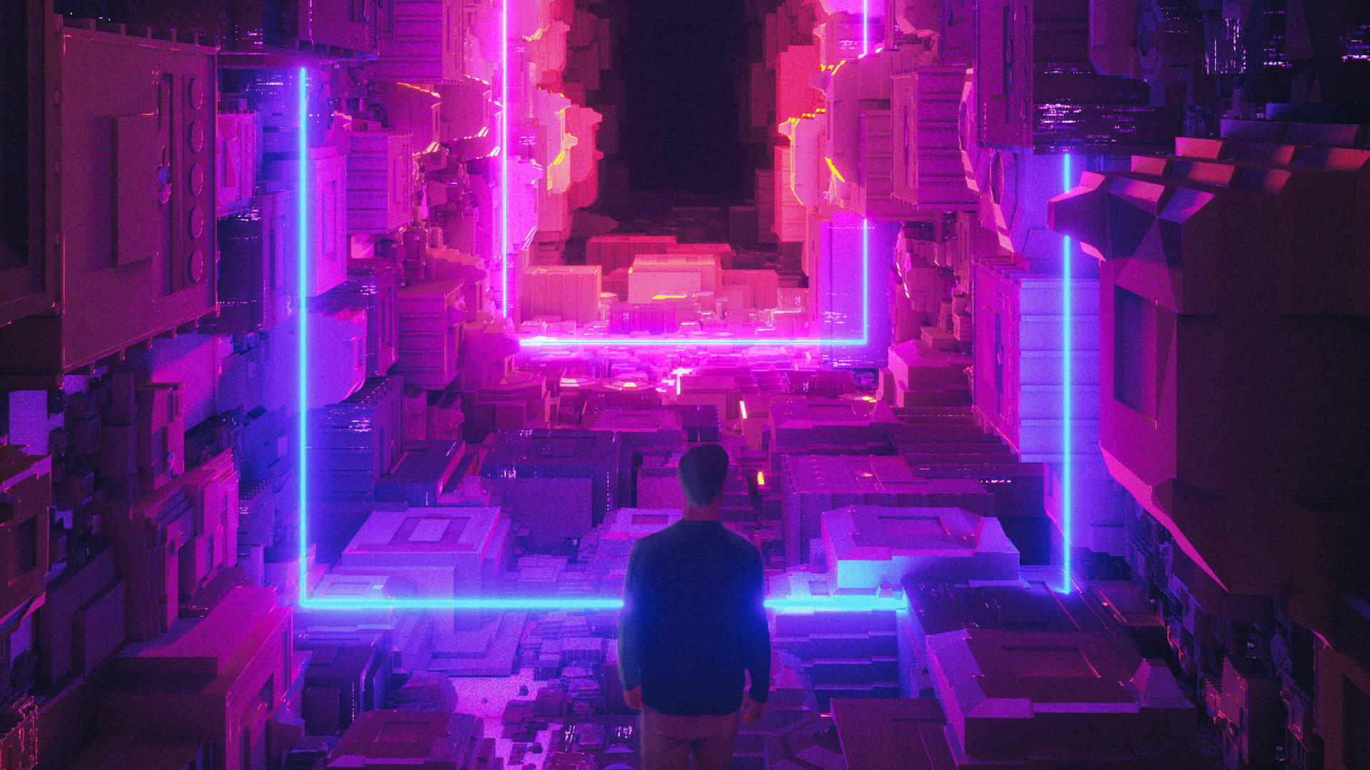 Neon Purple Three Dimensional Background