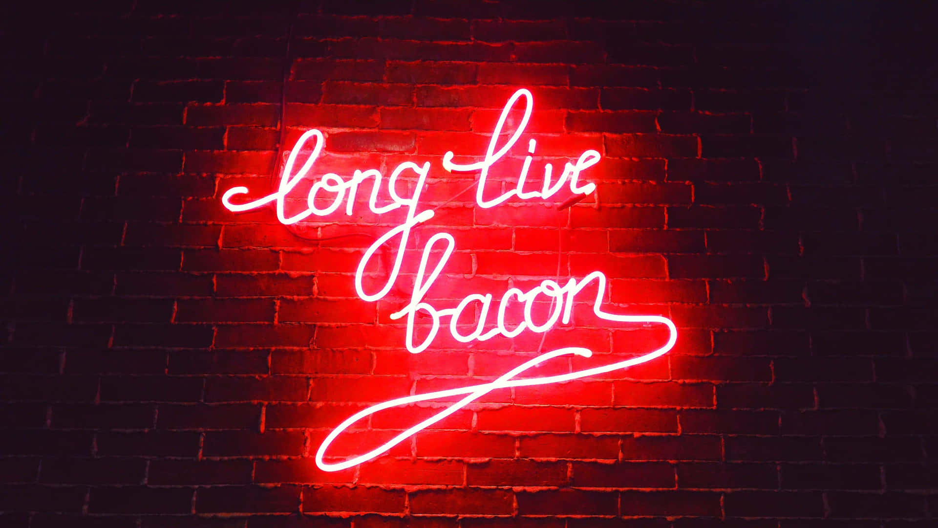 Neon Quotes Red Long Live Bacon Background