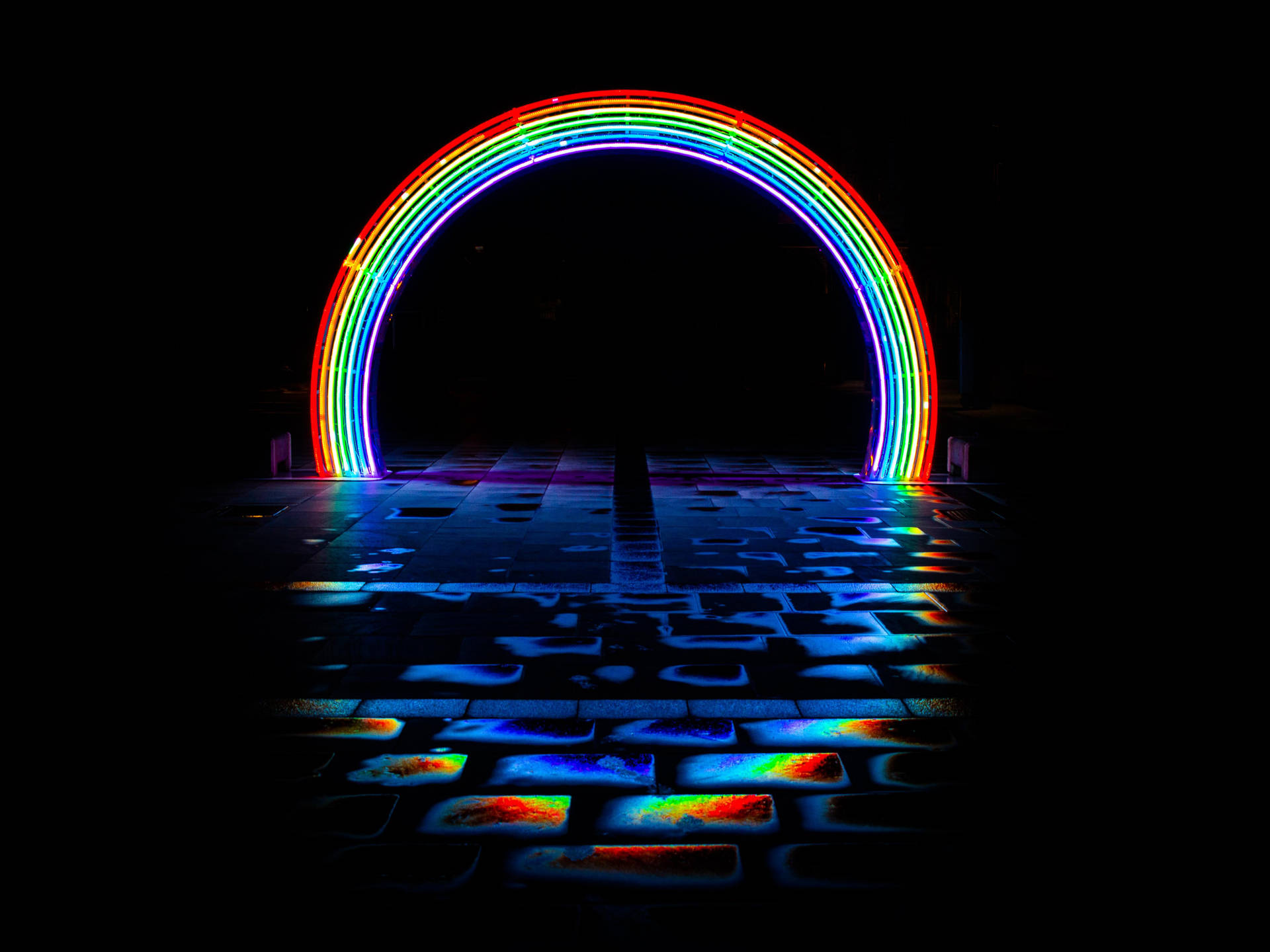 Neon Rainbow Aesthetic Arc Background