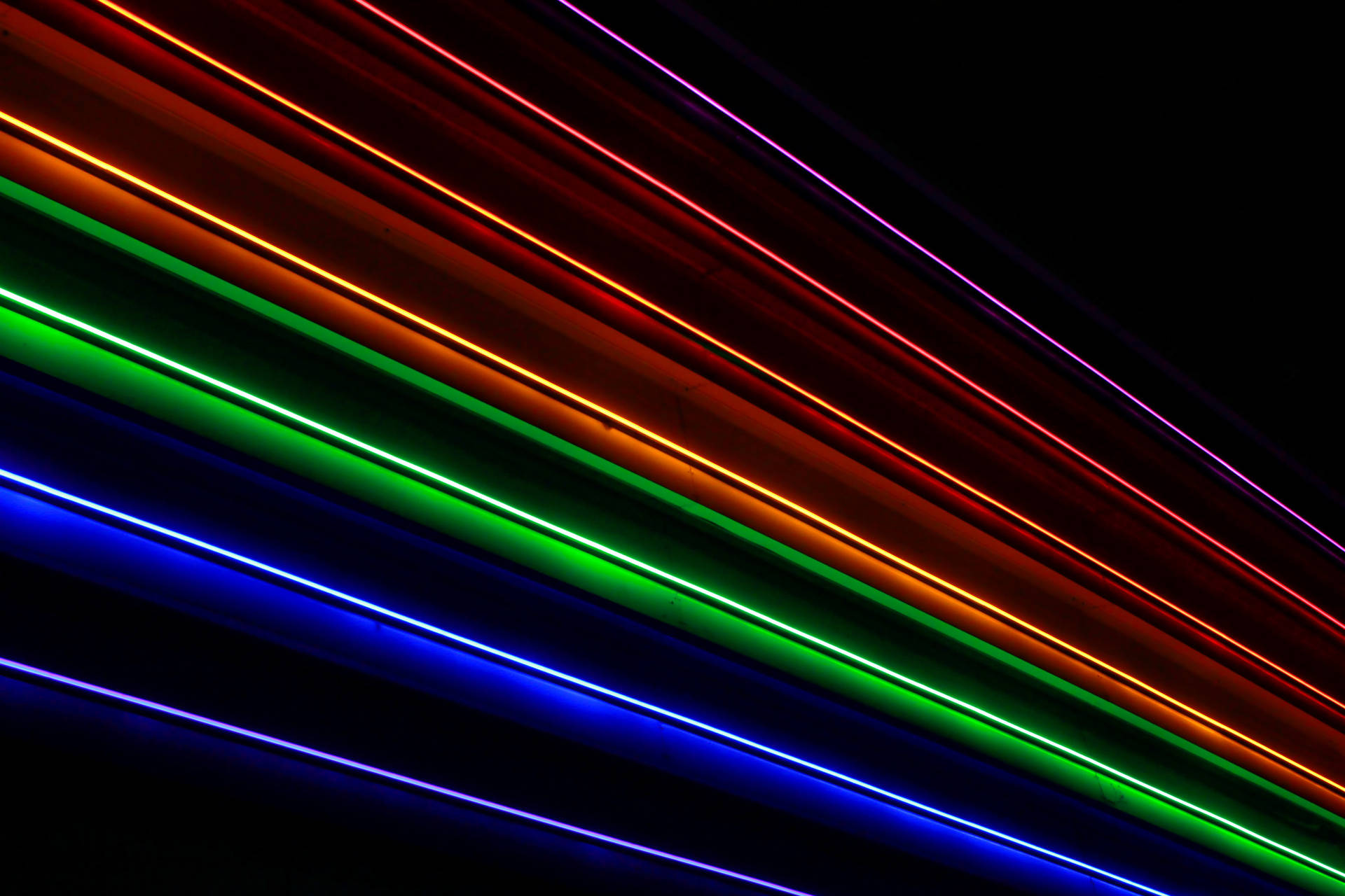 Neon Rainbow Dark Stripes Background