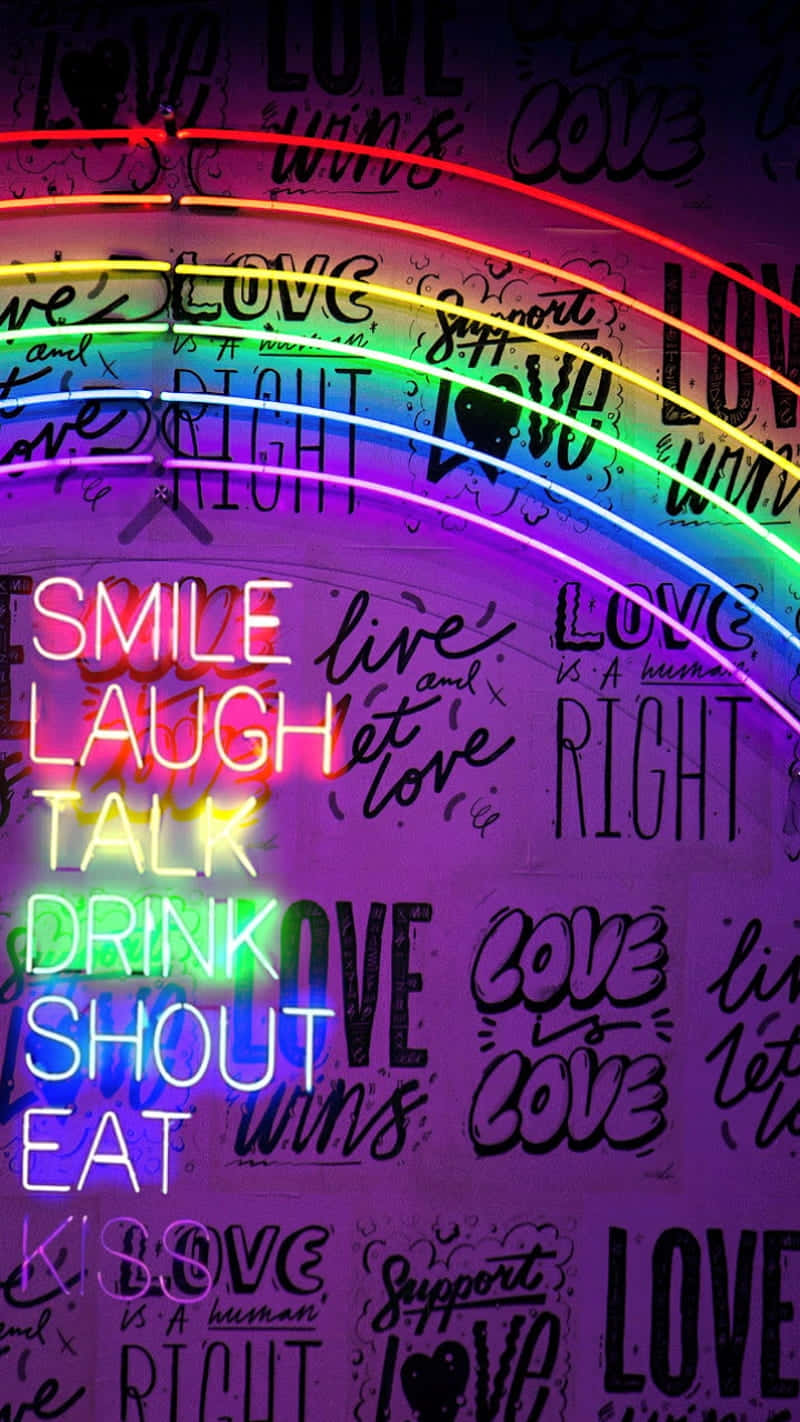 Neon Rainbow Inspirational Words Background